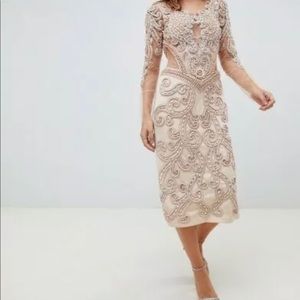 ASOS A Star Is Born embellished blush midi dress
